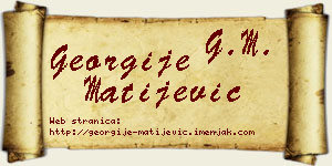 Georgije Matijević vizit kartica
